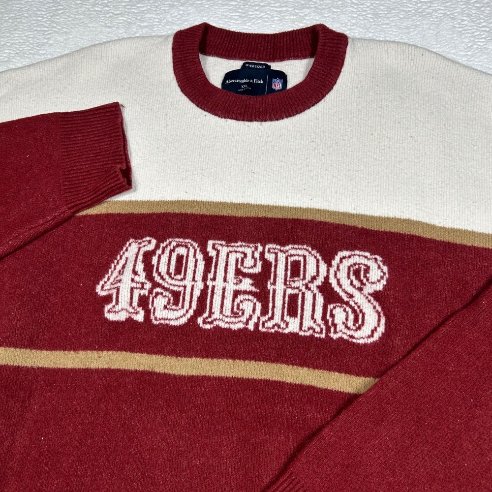 Abercrombie & Fitch NFL San Francisco 49ers Sweater Oversized Mens XXL Red White